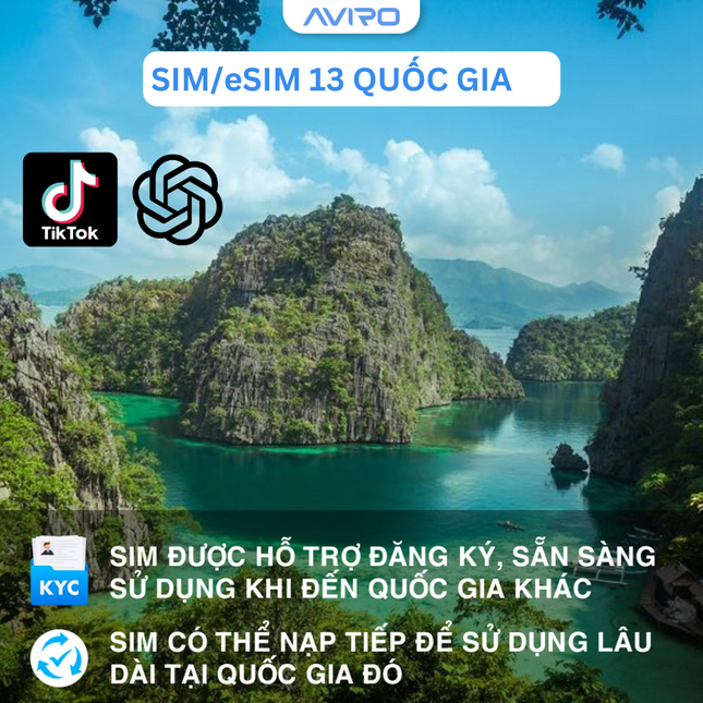 [eSIM] 13 nước Châu Á | Gói theo ngày | 5-30 ngày | Có Tiktok