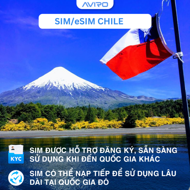 [eSIM] Chile | Gói tổng dung lượng 10GB | 14 ngày