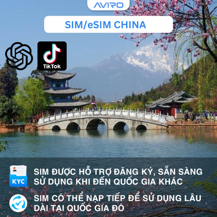 [eSIM] Trung Quốc | Gói theo ngày | 5-30 ngày | Có Tiktok