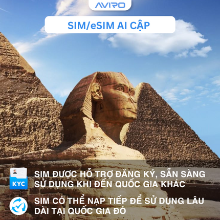 [eSIM] Ai Cập | Gói theo ngày |  1-30 ngày