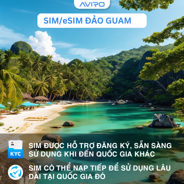[eSIM] Đảo Guam | Gói tổng dung lượng | 10 ngày| True Move