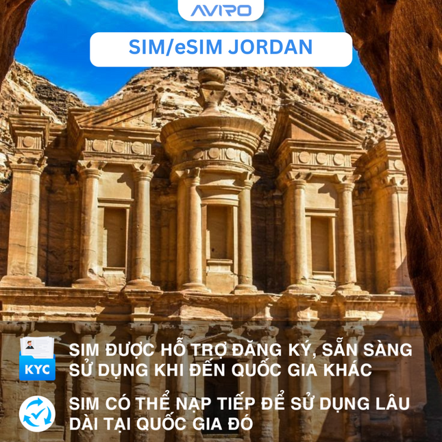 [eSIM] Jordan | Gói tổng dung lượng | 10 ngày| True Move