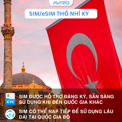 [eSIM] Thổ Nhĩ Kỳ | Gói theo ngày | 5-30 ngày