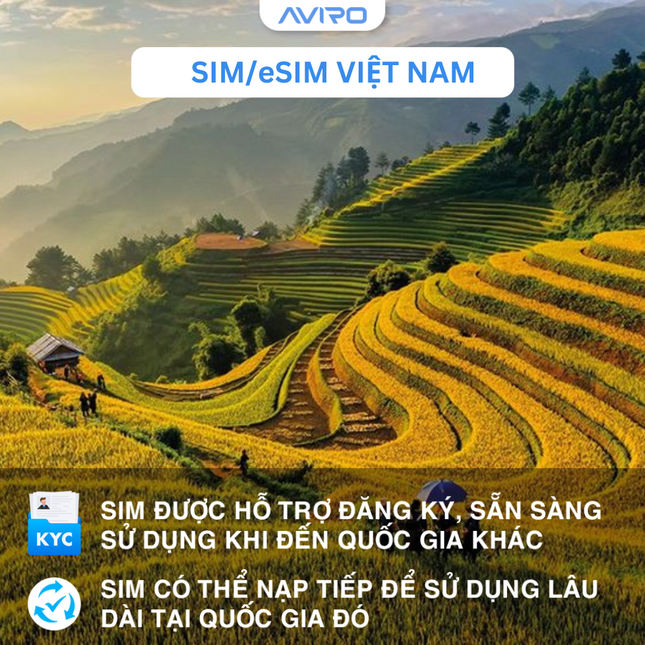 [eSIM] Việt Nam | Gói tổng dung lượng |  5-30 ngày