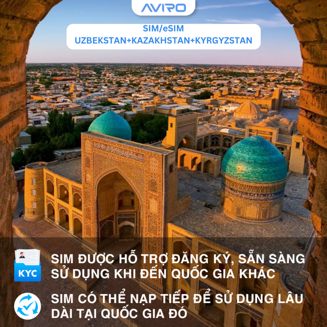 [eSIM] | Uzbekistan + Kazakhstan + Kyrgyzstan |  Gói tổng dung lượng |  1-30 ngày